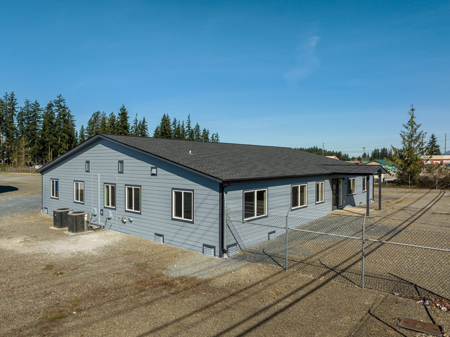 Second aerial view of the Arlington industrial building.