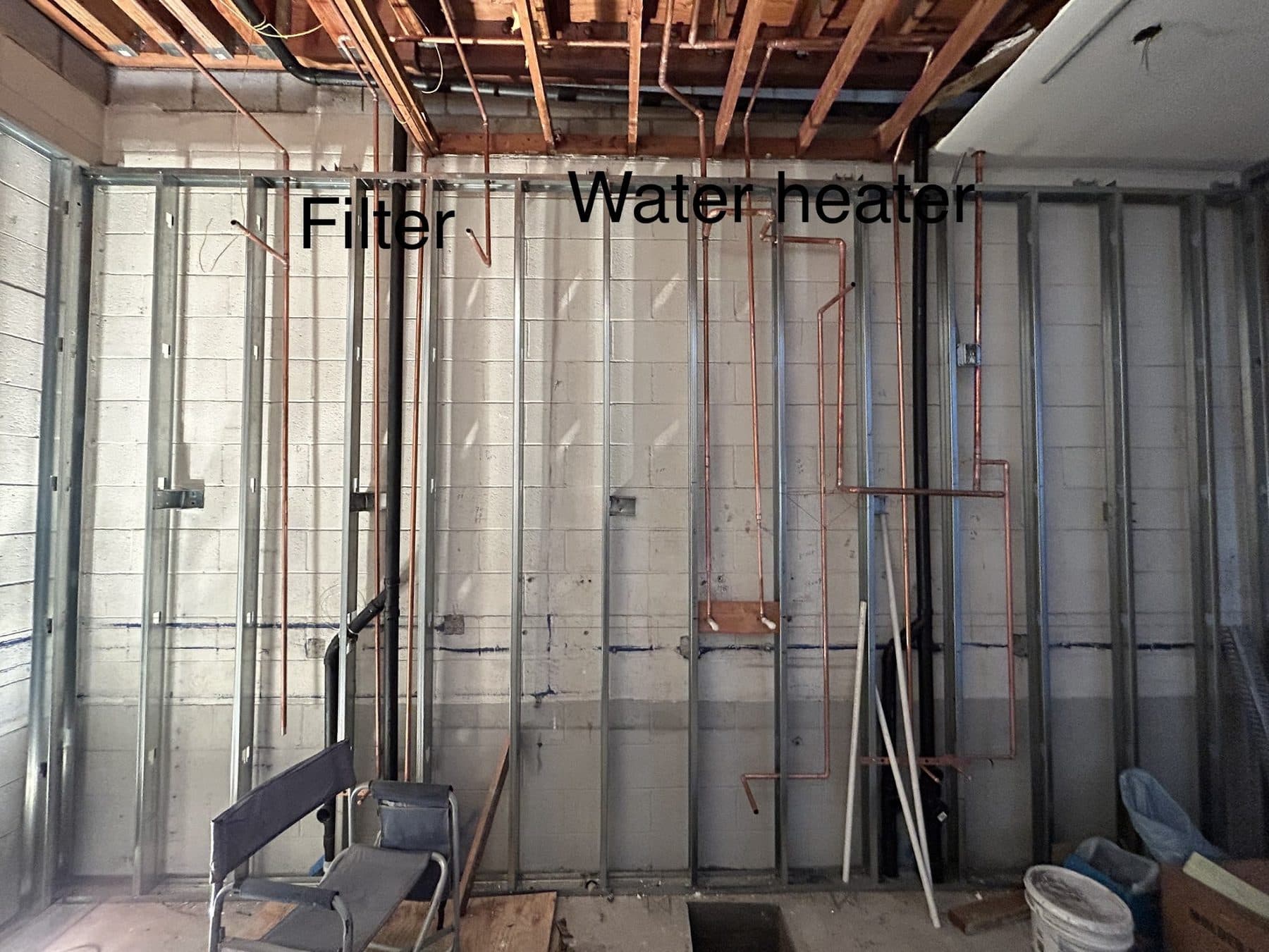 Plumbing rough-in at the Moorpark Street project.