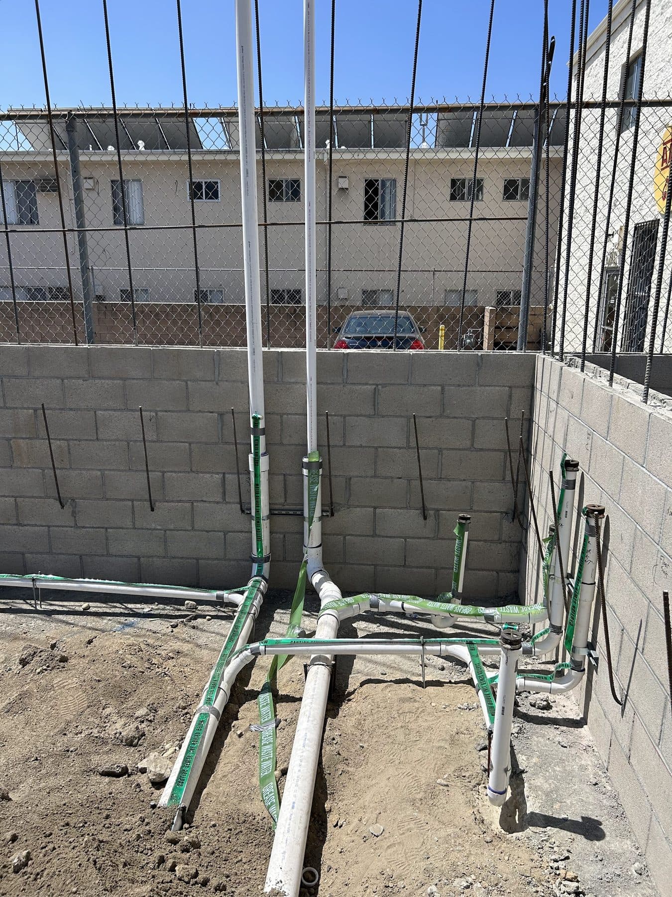 Underground plumbing at the Vanowen Street project.